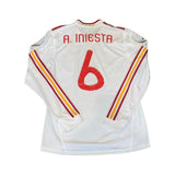 Jersey España 2011 Visita Ver. Jugador Manga Larga Iniesta #6 con detalle